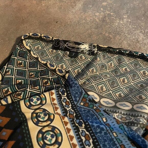 mandee y2k halter top or mini dress with blue and brown early 2000s pattern - Picture 5 of 5